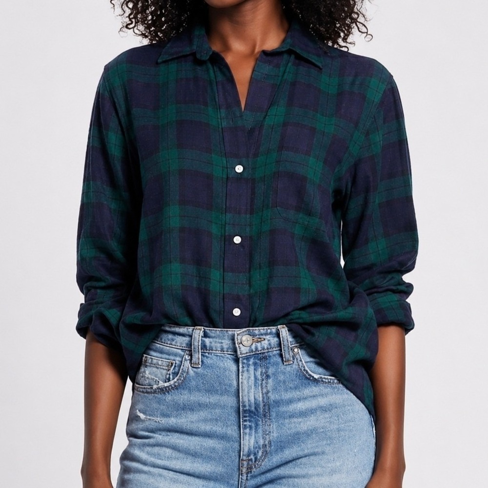 Grayson Navy Green The Hero Plaid Shirt Button Down Flannel Size Small